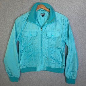 Wet Seal Vintage Retro Windbreaker Jacket Turquois Teal Womens Size L